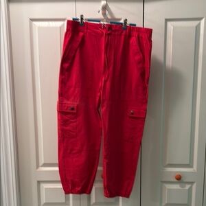 CAbi Red Cargo Pants Relaxed Fit